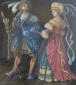 Anthony Gerlad Binns, Coppia tedesca, circa 1520 (1988), tempera su carta, cm 33x36