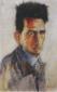 Uomo di Collegno (1991), olio su legno, cm 36,5x56,5