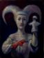 La smodata passione di zia Clotilde per le marionette, olio su tela, cm 18x24