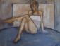 Nudo seduto (2008), tecnica mista su tela, cm 100x70