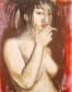 Angela Policastro, La sigaretta, tecnica mista su tela, cm 70x90
