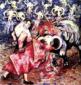 Gabriela Bernales, El matador... (1999), olio su tela, cm 200x200