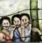Gabriela Bernales, Prigionieri (1996), olio su tela, cm 100x100