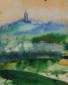 Joy Moore, Monferrato, tempeste di primavera (2008-09), acquerello e inchiostro su carta, cm 52x25, trittico, part. Piova Massaia dopo la tempesta