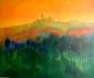 Joy Moore, Sunset over Banengo (2008), tecnica mista su tela, cm 120x100