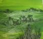 Luigia Cuttin, Paesaggio verde 2 (2010), acrilico su faesite, cm 14x14