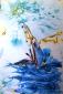 Laura Tarabocchia, Astrattismo di una barca a vela di bolina (2006), olio schizzato e disegnato sull'acqua, assorbito su carta, cm 38x58