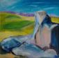 Joy Moore, Stones in the landscape (2002), tecnica mista su tela, cm 60x60