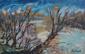 Raf Ianzano, Tramonto sul fiume (2001), olio su tela, cm 60x39