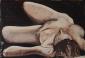 Angela Policastro, Nudo sdraiato in scorcio (2007), tecnica mista su tela, cm 120x80