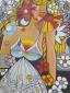 GUIKNI, Fiori di primavera (2010), tecnica mista su tela, cm 60x80