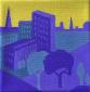 Lars Eriksson, Purple City, olio su tela, cm 10x10