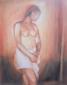 Mariella Difonzo, Donna con drappo bianco (2001), olio su tela