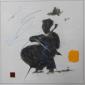 Frans Frengen, The Cellist (2016), fumagine, acrilico e pastello su tela, cm 70x70
