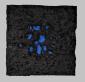 Violino Mantieco, Materia nera con crateri blu (2021), smalto acrilico su fibre di plastica e polimetilmetacrilato, cm 50x50