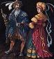 Anthony Gerald Binns, Coppia tedesca ca. 1520 (1988), tempera su carta, cm 33x36