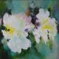 Joy Moore, White Aquilegia (2022), acrilico su tela, cm 50x50