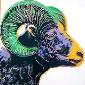 Andy Warhol (after), Bighorm Ram (1983), serigrafia a colori, timbro dell'editore (Bluegrass Edition) sul retro, cm 96,5x96,5