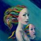 Bei capelli (2012), tecnica mista su cartoncino, cm 15x15