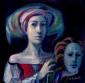 La dama, tecnica mista su cartoncino, cm 15x15