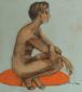 Nudo seduto (2008), tecnica mista su tela, cm 80x80
