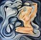 Leni Kae, Blue Flower Thoughts (2012), olio su tela, cm 50x50