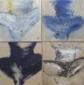 Laurence Courto, Nascere (2007-2009), tecnica mista su carta giapponese applicata su tela di lino, cm 45x45 ciascuno