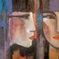Valeria Tomasi, La gelosia di Amneris (2009), tecnica mista su juta, cm 50x50