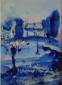 Joy Moore, Monferrato invernale (2008), acquerello e inchiostro su carta, cm 52x25, trittico, part. La cappella
