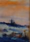 Joy Moore, Monferrato invernale (2008), acquerello e inchiostro su carta, cm 52x25, trittico, part. Piova Massaia