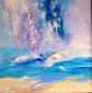 Joy Moore, Spiaggia, Galles (2003), olio su tela, cm 60x60