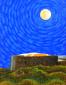 Liuba Gabriele, Sotto la luna (2007), tecnica mista su cartone telato, cm 30x40