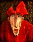 Sergio Boldrin, Giullare rosso (2012), olio su tela, cm 80x100