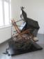Gudrun Adrion, From Eternity to Eternity (2014), carta, sedia a rotelle, catena, cm 130x70x170