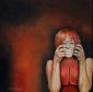 Katrin Alvarez, Locked in (2004), olio su tela, cm 52x52