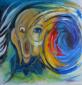 Mariella Relini, Io nel vortice dell'urlo (2013), tecnica mista su tela, cm 60x60