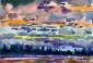 Catherine Perehudoff Fowler, Flaming Clouds (2021), acquerello su carta, cm 17,8x12