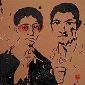 Fu Wenjun, Re-reading of Art History, A Baker and His Wife, Pompeii, 1st Century AD (2019), tecnica mista, cm 80x80, tecnica mista su carta