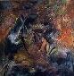 Joy Engelman, After the Fire Has Died (2022), tecnica mista su tela, cm 45x45
