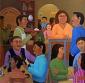 Mario Tapia Radic, In trattoria (2007), olio su tela, cm 100x100