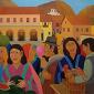 Mario Tapia Radic, Mercato (2001), olio su tela, cm 100x100