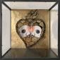 Valeria Perversi, Ex voto (Poison Honey) (2017), matita e foglia d'oro su carta, teca in plexiglass e metallo, cm 26,5x26,5x17