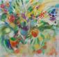 Valeria Tomasi, Flowers (2020), tecnica mista su juta, cm 100x100