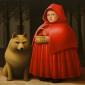 Le Yack, Chaperon Rouge et le panier de pommes. Tribute to Fernando Botero (2024), gicle su tela, tiratura limitata (ed. 10 es.), cm 40x40